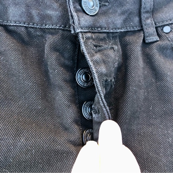 Rewash Mini Skirt Denim Button Fly Distressed Mini Skirt Black Raw Hem Size 9… - Picture 5 of 7